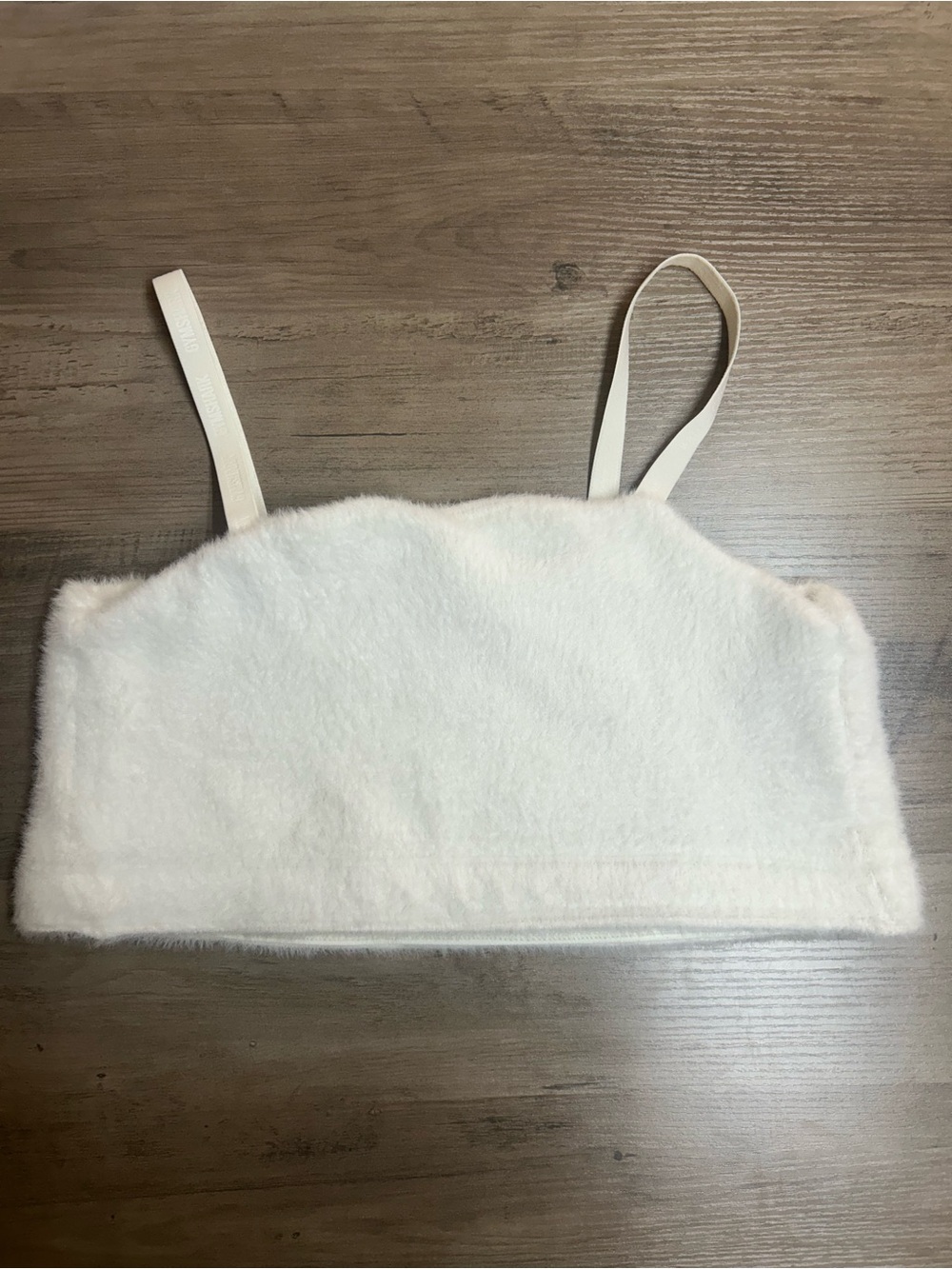 Gymshark X Whitney Simmons White Eyelash Fuzzy bandeau crop top XXL